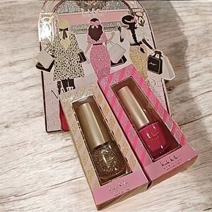 🐰 🪷 Nicole Miller Gold & Pink Nail Polish Set
